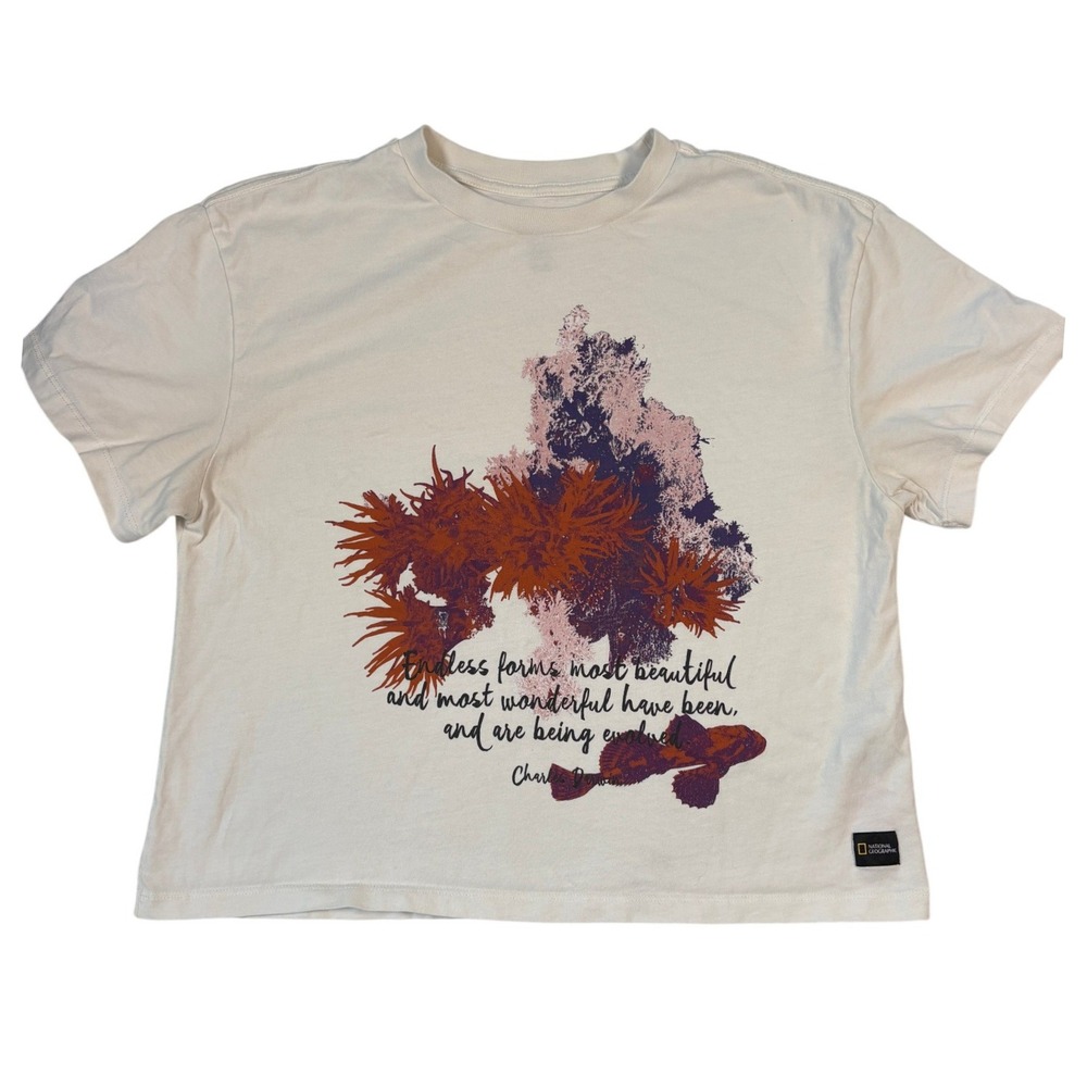 National Geographic Charles Darwin Quote Graphic T-Shirt Cream Medium FAC-091646